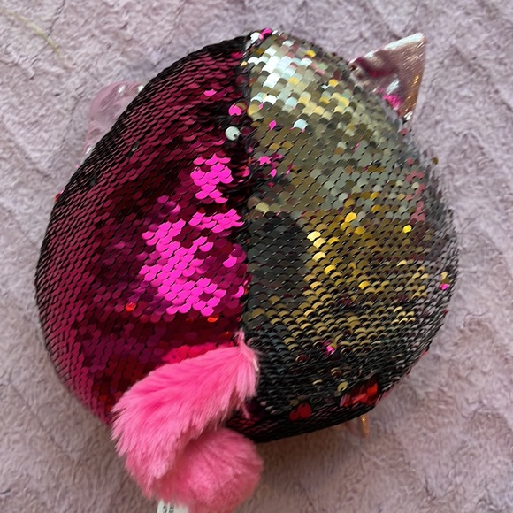 Sequin flip, pink metallic stuffed animal fox - Picture 5 of 5